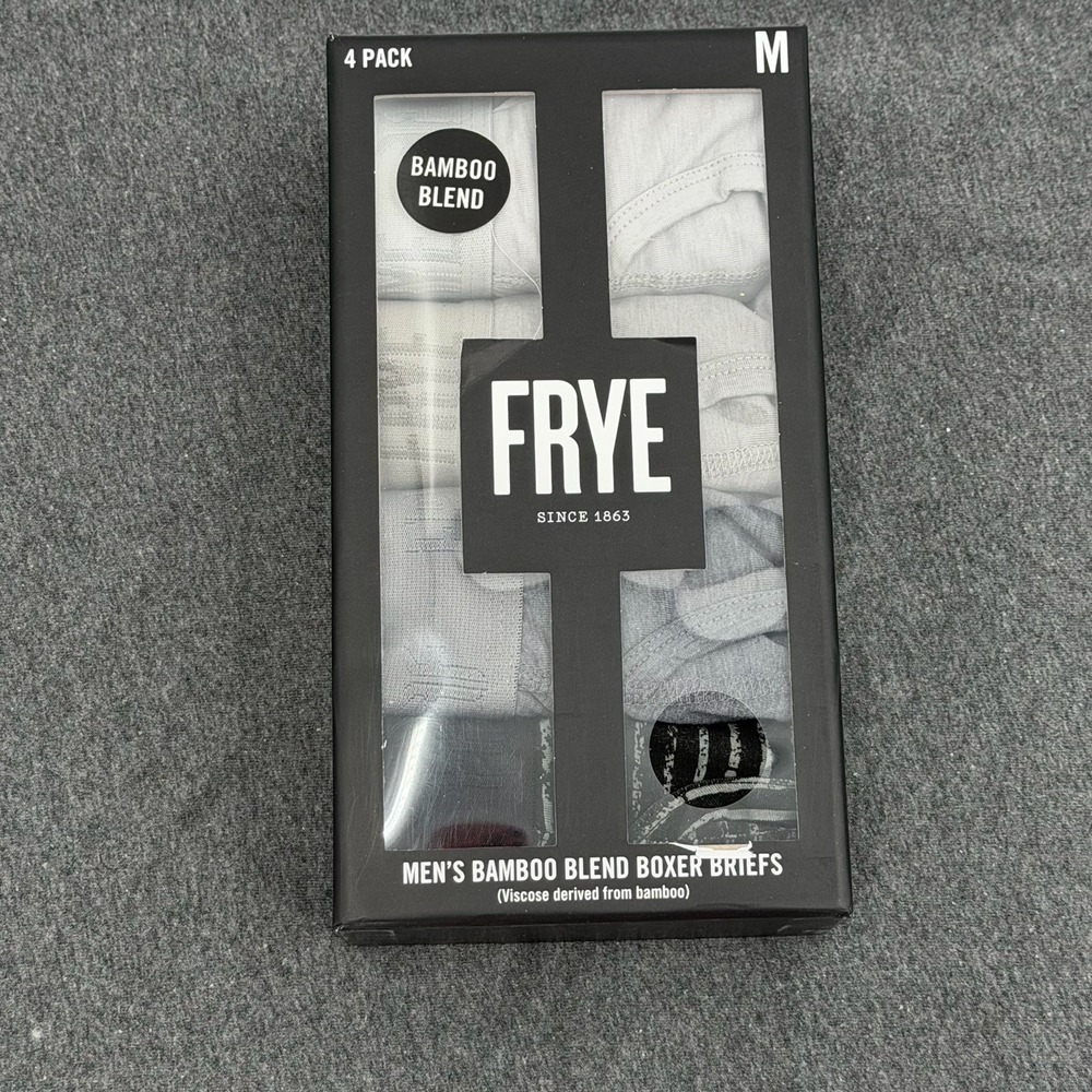 FRYE Bamboo Blend Boxer Briefs 4 Pack  NWT  Medium Black and Gray Shades